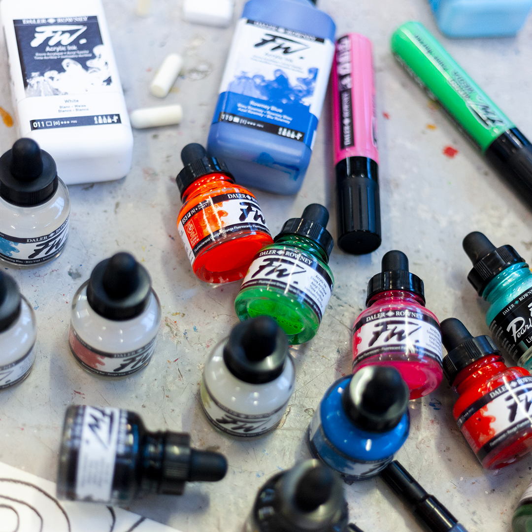 Allards Art - Daler-Rowney FW Acrylic Inks are acrylic based, pigmented,  water-resistant artists' inks with a high degree of lightfastness and  intermixability. FW Acrylic Ink can be used straight out of the