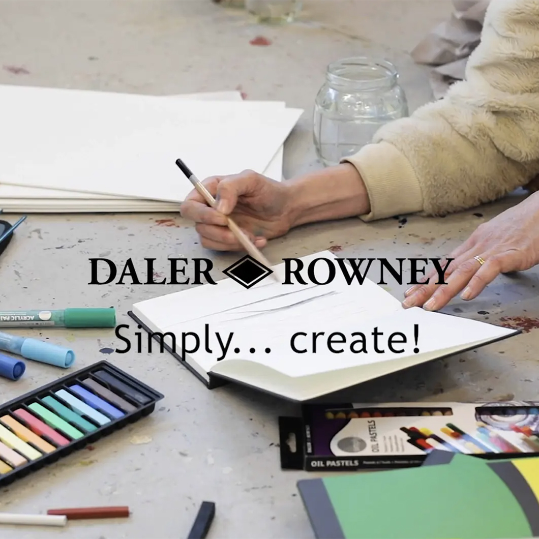 Daler Rowney Simply Art Studio komplett 150 Stück Acrylfarben Aquarellfraben Ölpastell mit Staffelei Leinwand 
