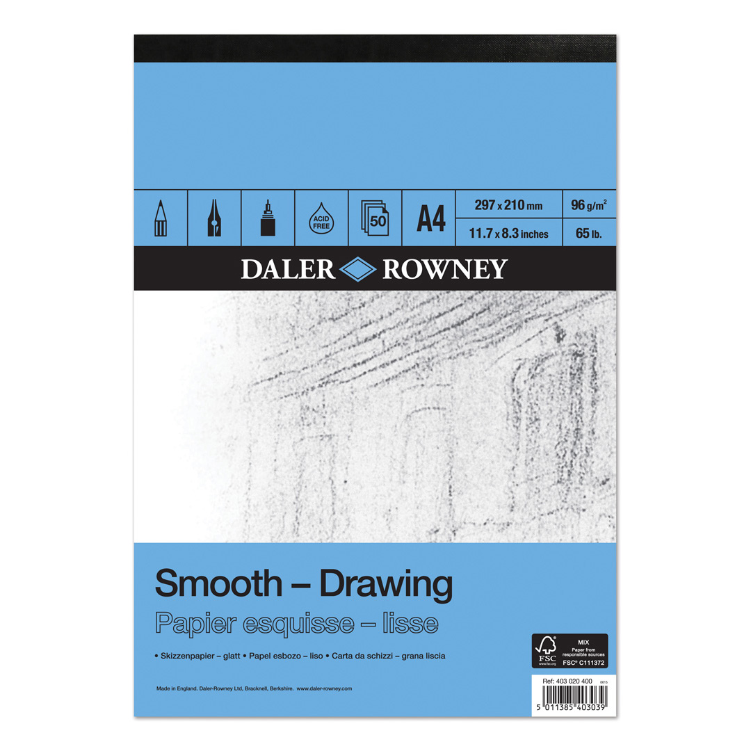 130gsm Made in England 30 Pages Daler Rowney A5 Portrait Smooth Cartridge Sketchbook 