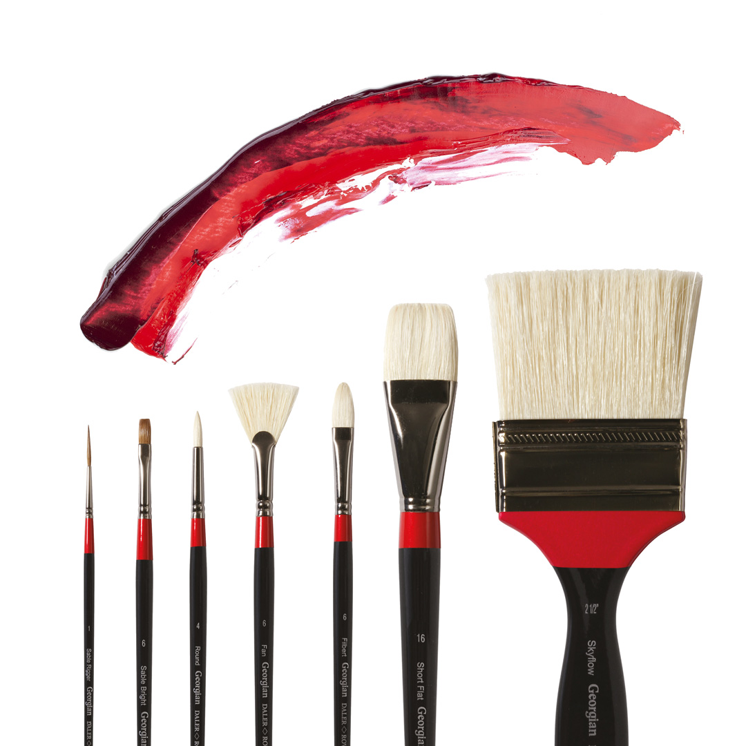 Daler Rowney Georgian Art oil Brushes 401 long handles Set Of 4 New 