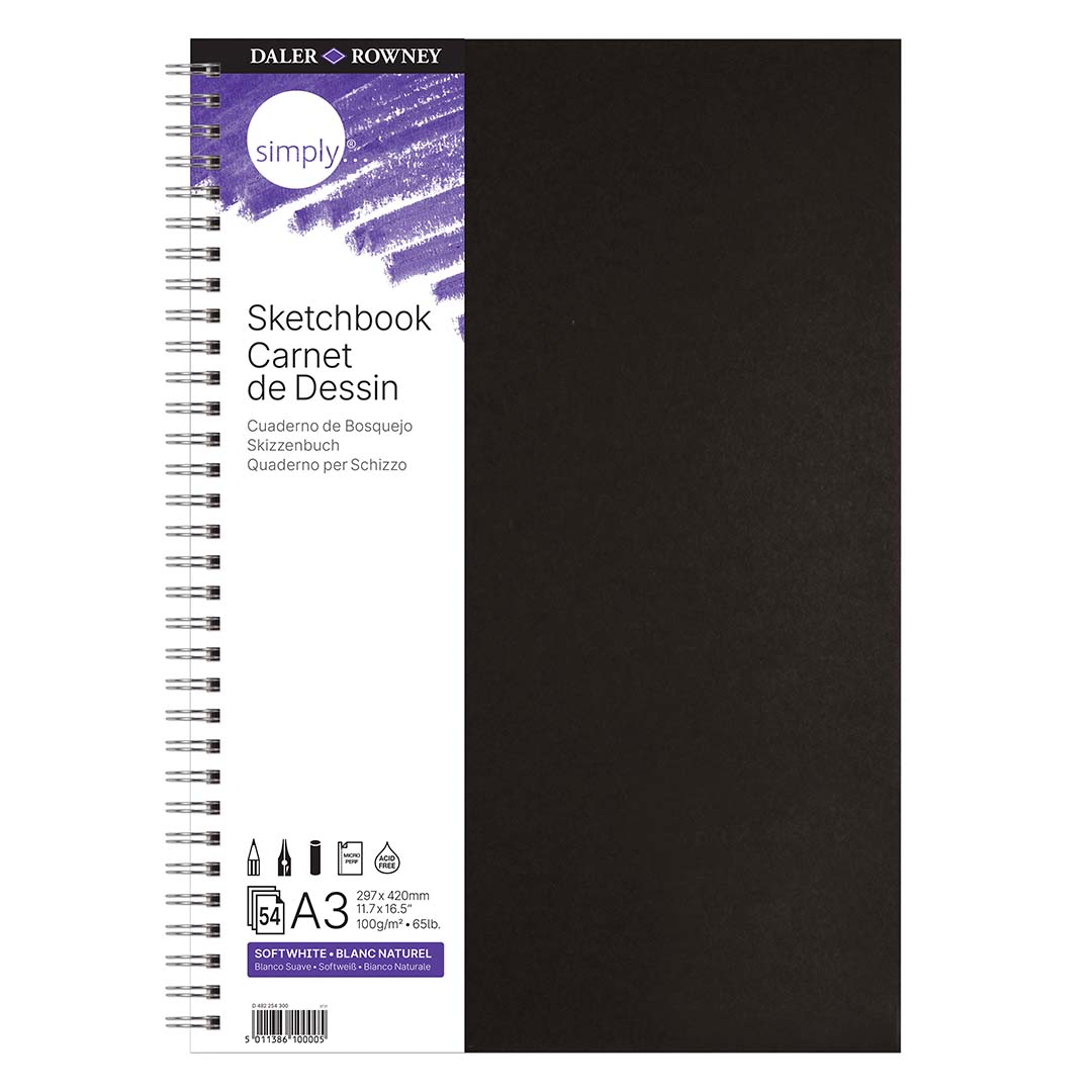  White Spiral A4 Daler Rowney Simply Sketch Book  